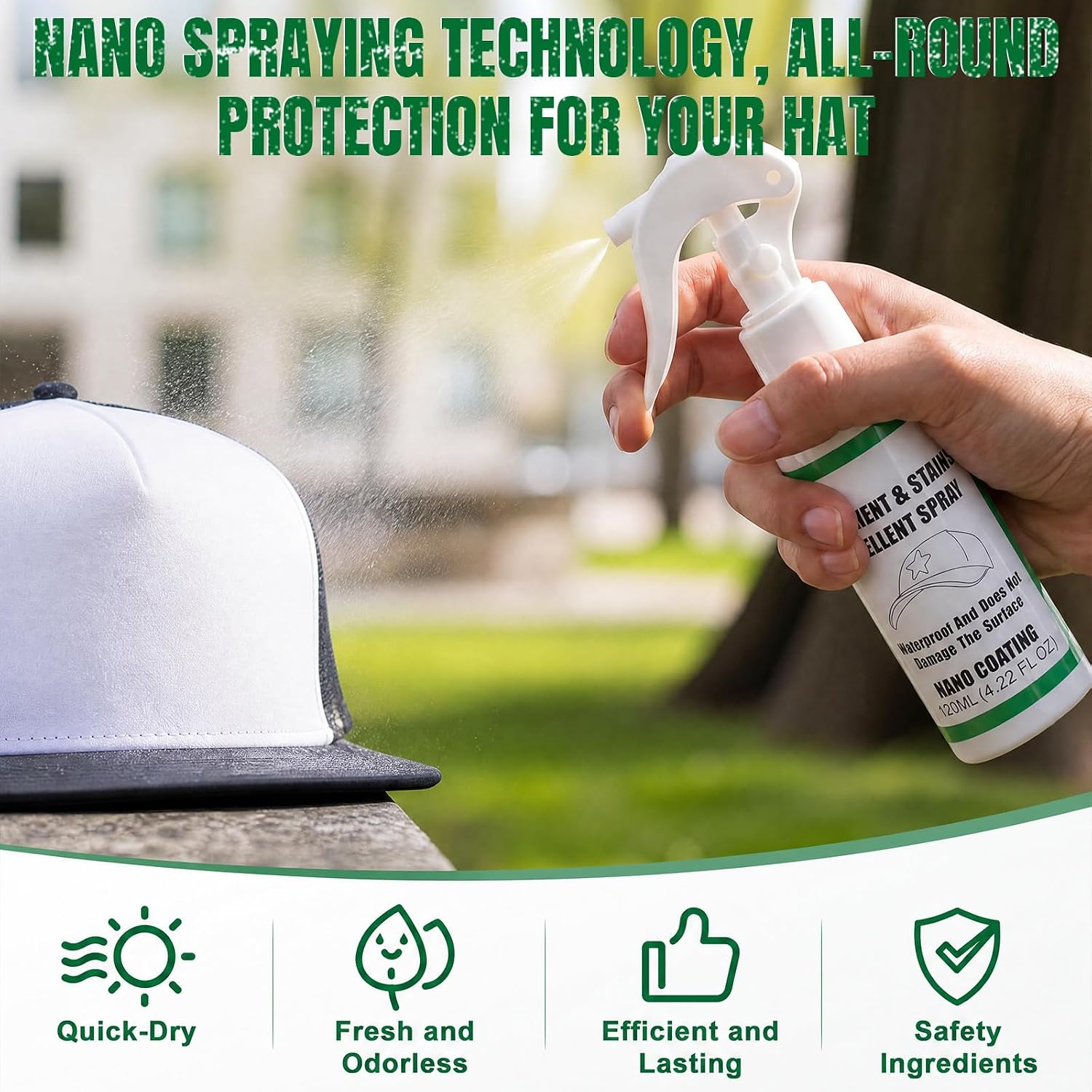 Leelosp Hat Sweat Protector Spray, Portable Spray for Golf Hat, Baseball Caps, Cowboy, Peaked Cap, Preventing Sweat Stains