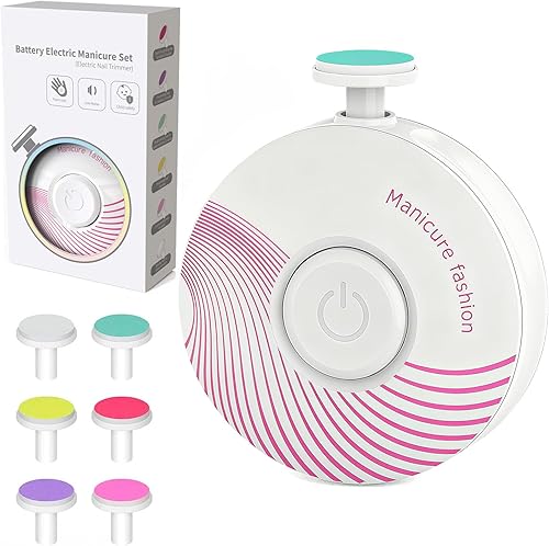 Cortador de uñas eléctrico para bebé, lima de uñas para bebé, con 6 cabezales de molienda, kit de cuidado de uñas seguro y silencioso para recién