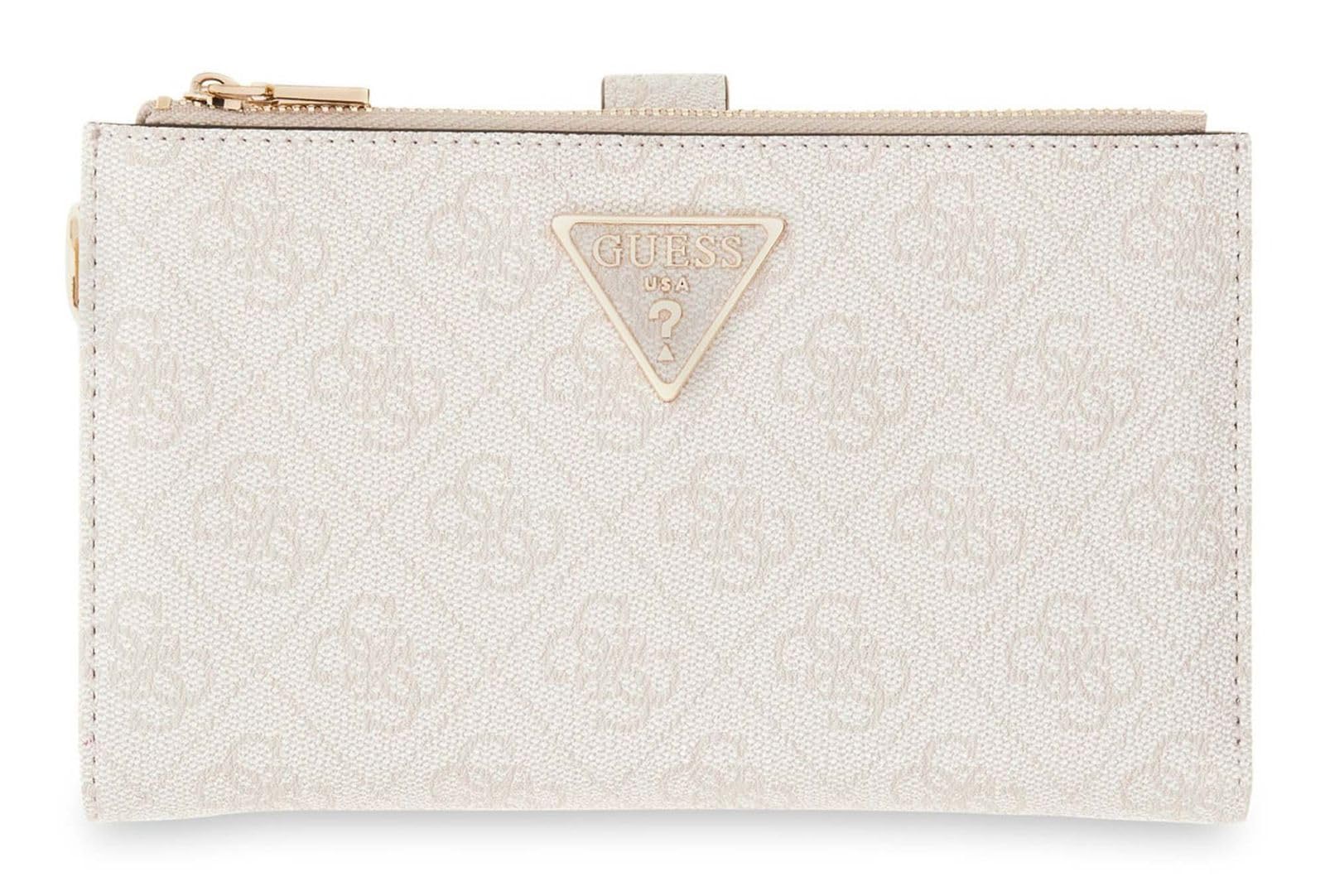 GUESS portafoglio Laurel II SLG Double Zip Organizer Bone Logo avorio