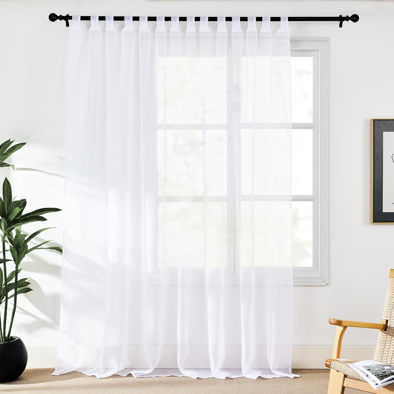 Deconovo Visillos Traslúsidos Salón Para Ventanas Habitaciones Con