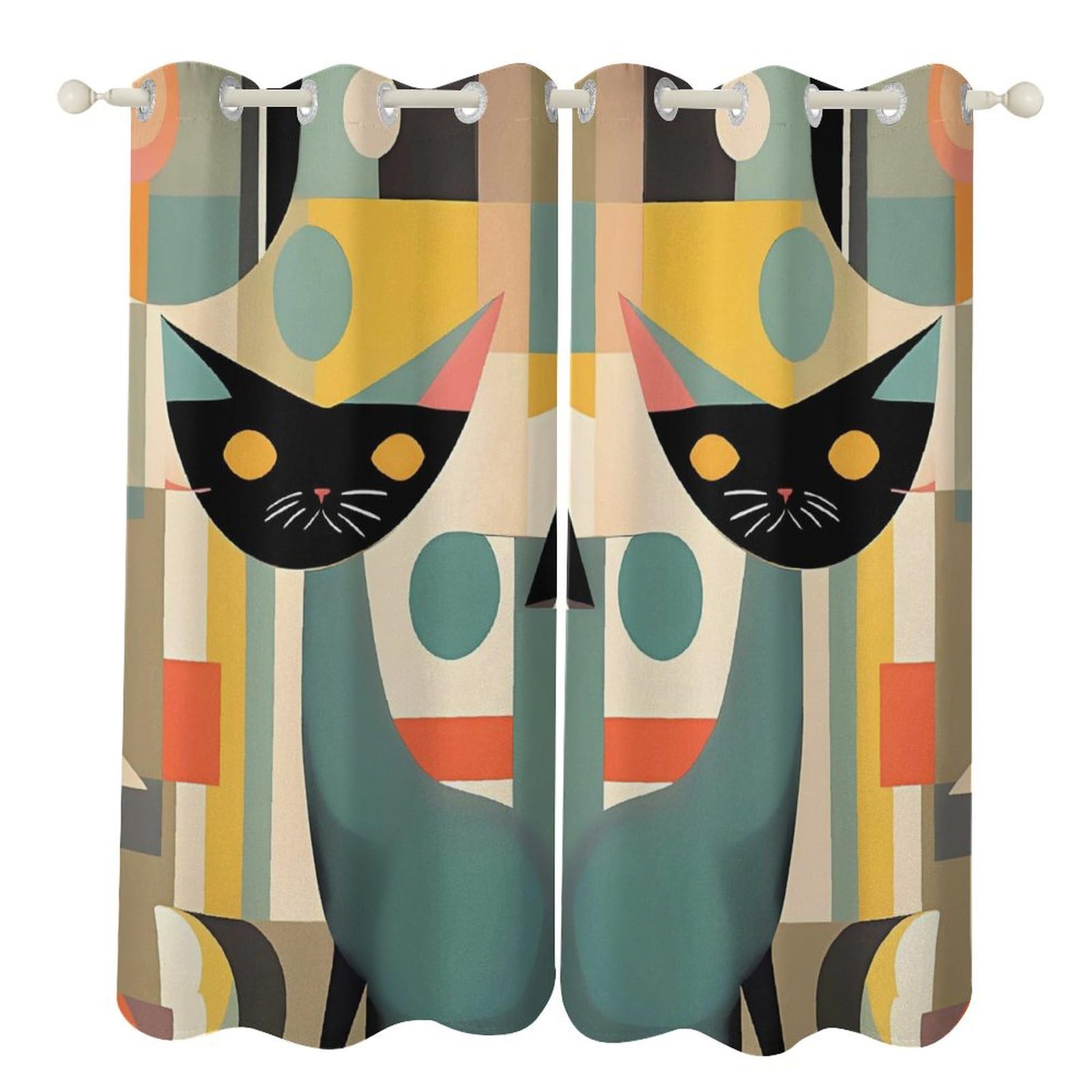 Rideaux occultants thermiques contre la lumière motif chat
