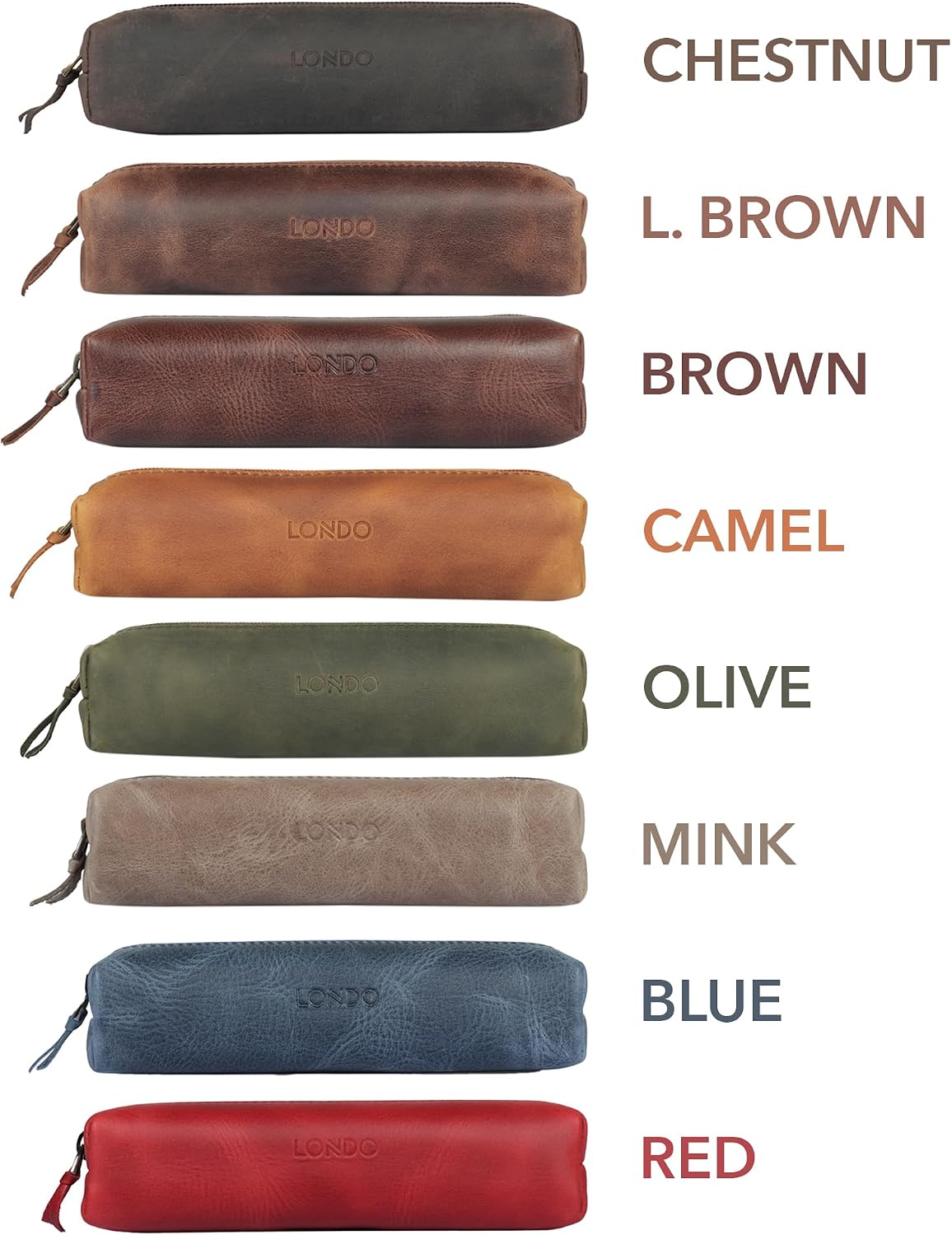 Londo Genuine Leather Zipper Pen, Pencil & Cosmetic Case