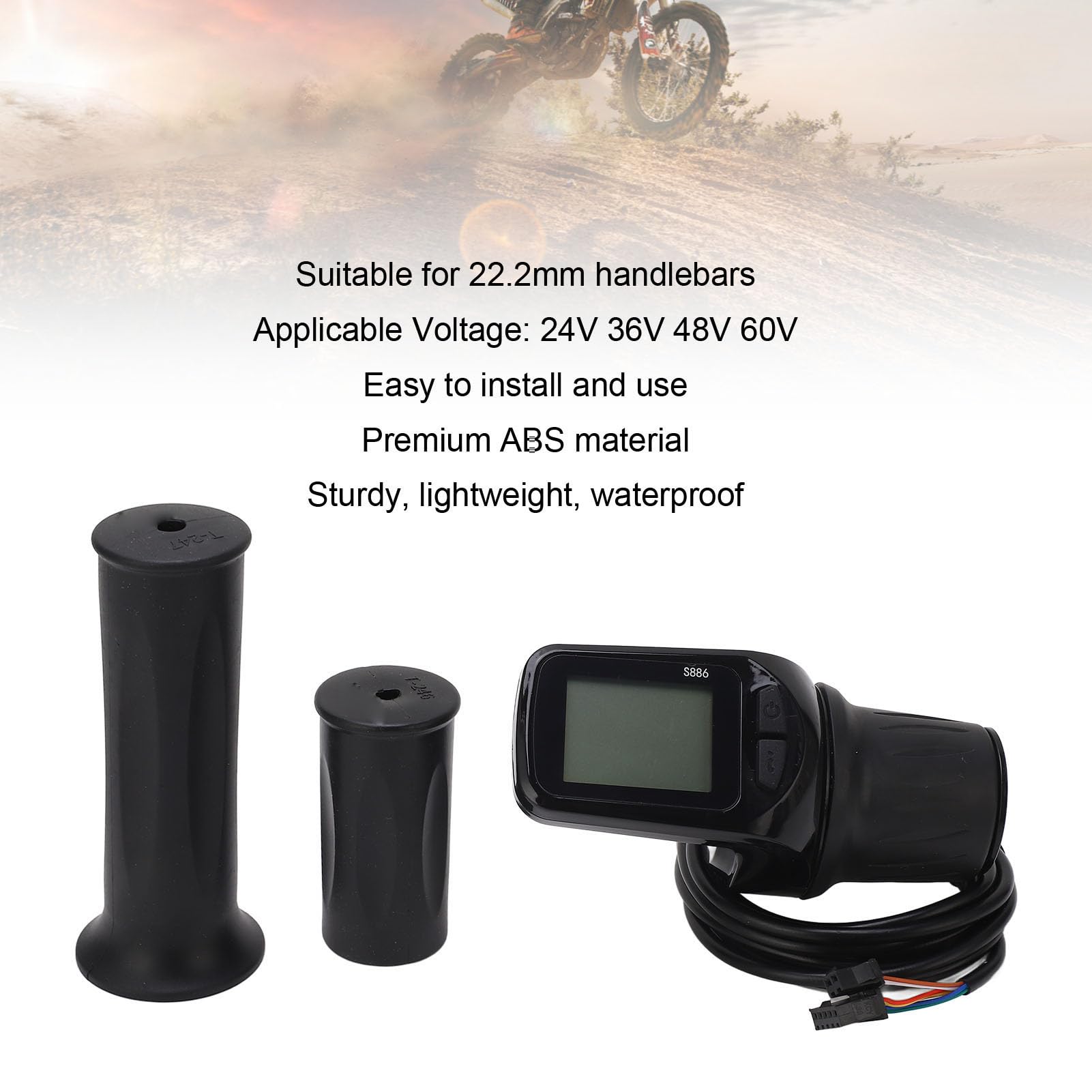 Electric Bike Grip Grip Half Twist LCD Affichage Panneau Interface de Phare 5P + 2P Câble 24V 36V 48V 60V Divers différents Niveaux de Tension
