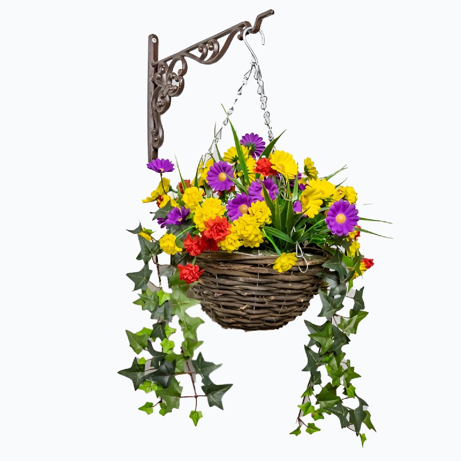 Primrose Wildflower Premium Large Artificial Outdoor Hanging Baskets With Flowers (, Set Of 1)