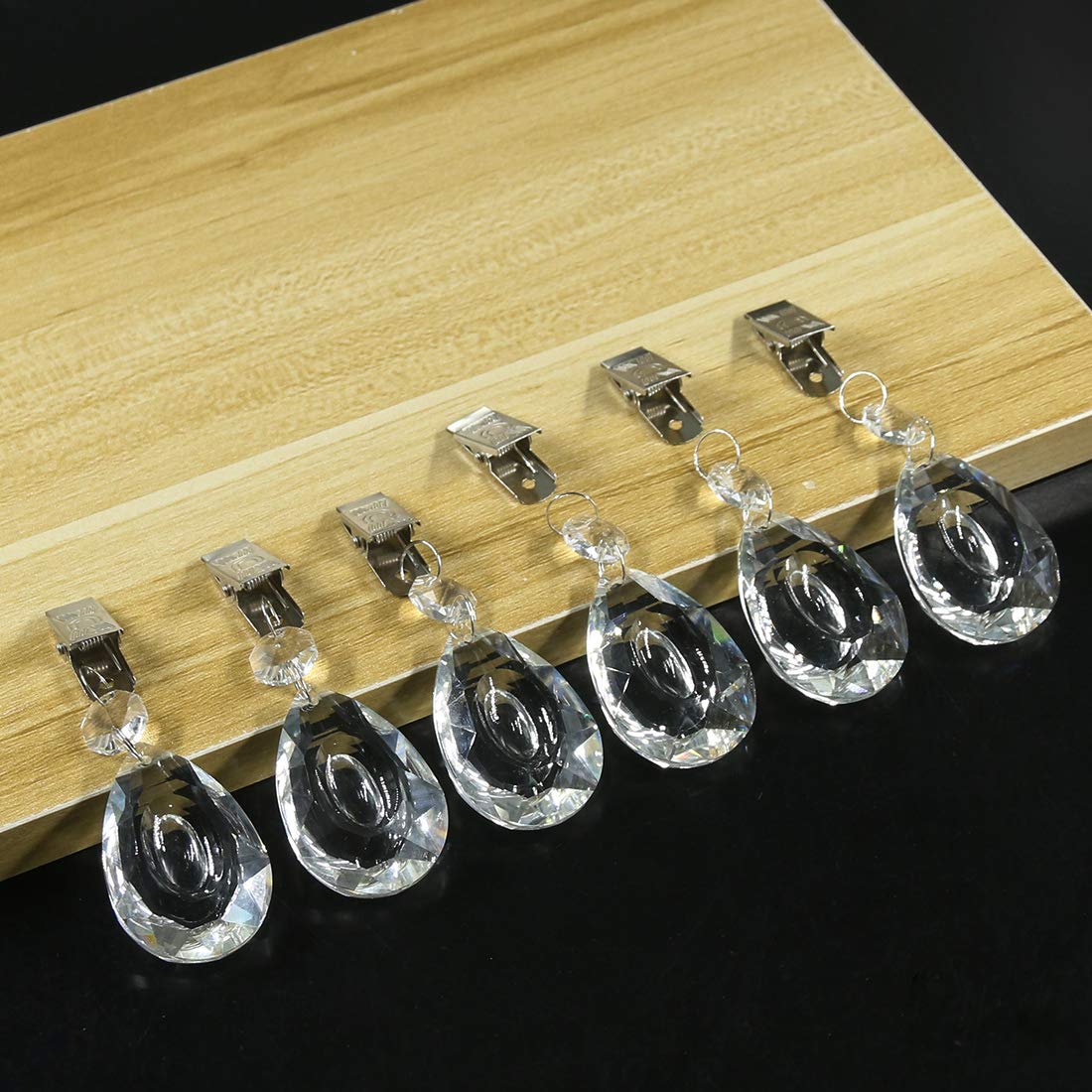Glarks Tablecloth Weights Set, 10Pcs Metal Clip AB Crystal Glass Teardrop Prisms Pendant Tablecloth Weights (Longan) - Image 3
