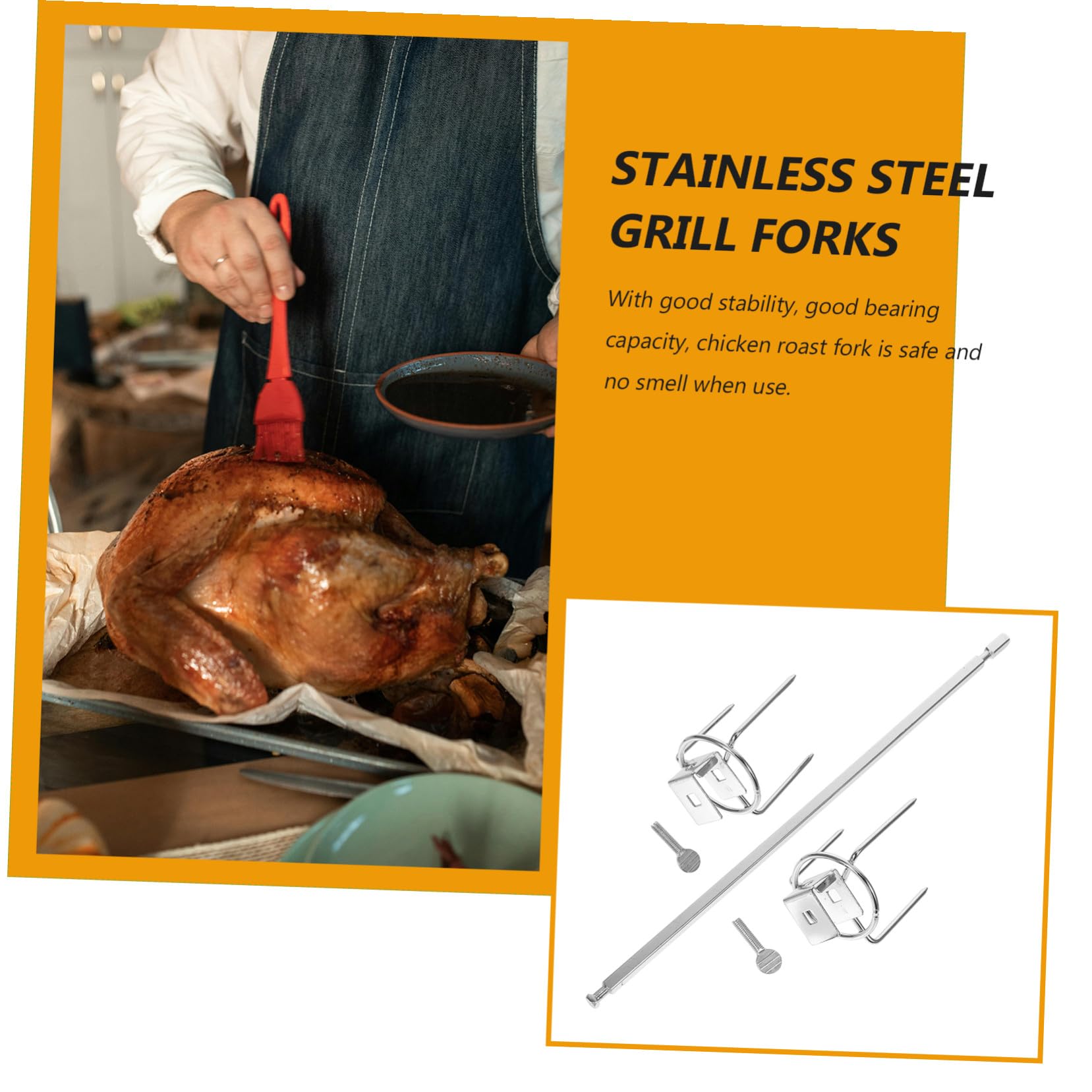 Rotante in acciaio inox per arrostire il pollo Accessori per barbecue per grigliate all'aperto Set professionale per la preparazione degli alimenti e strumenti elettronici stabili del forno