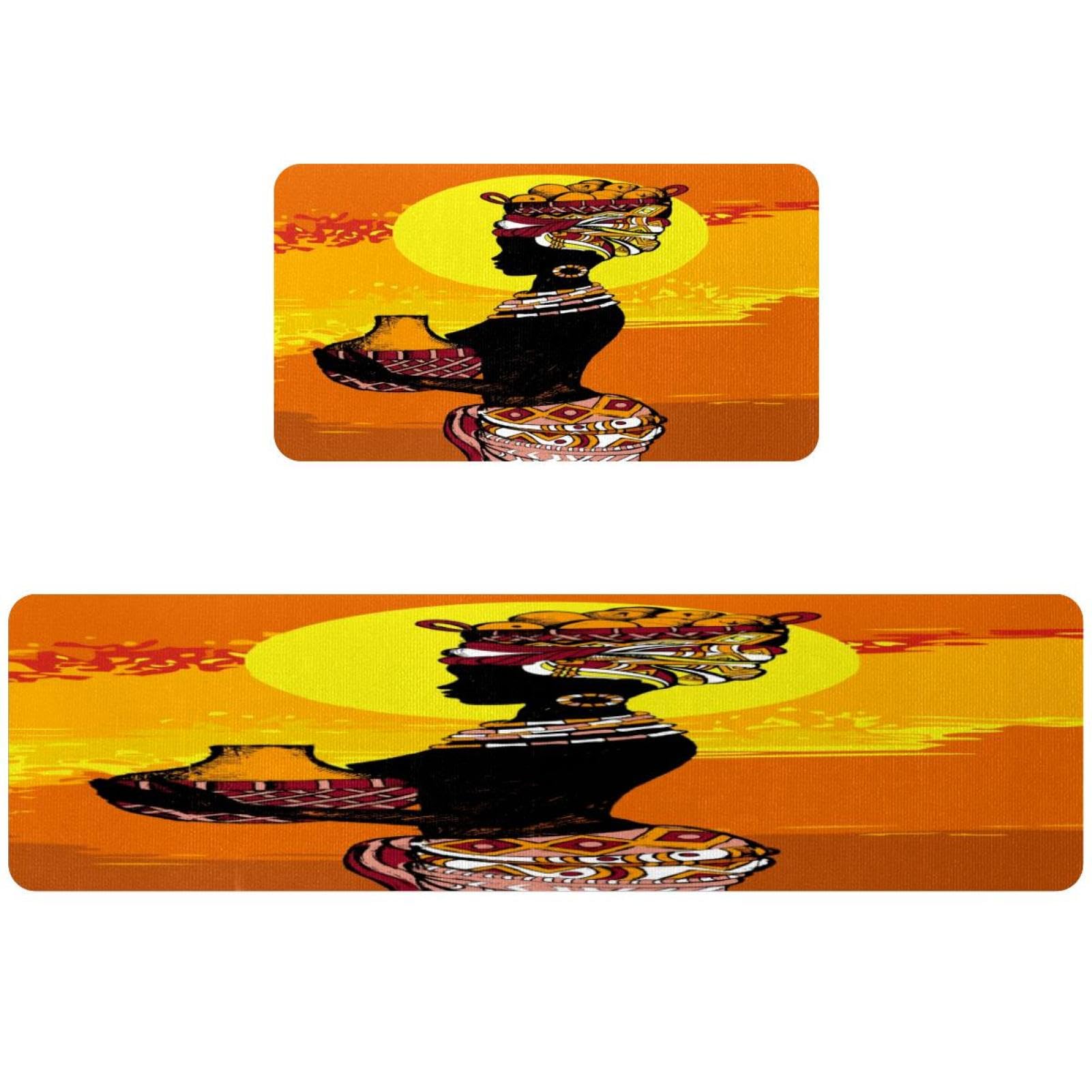 Alfombrillas de cocina para pasillo y cuarto de lavado con estilo africano