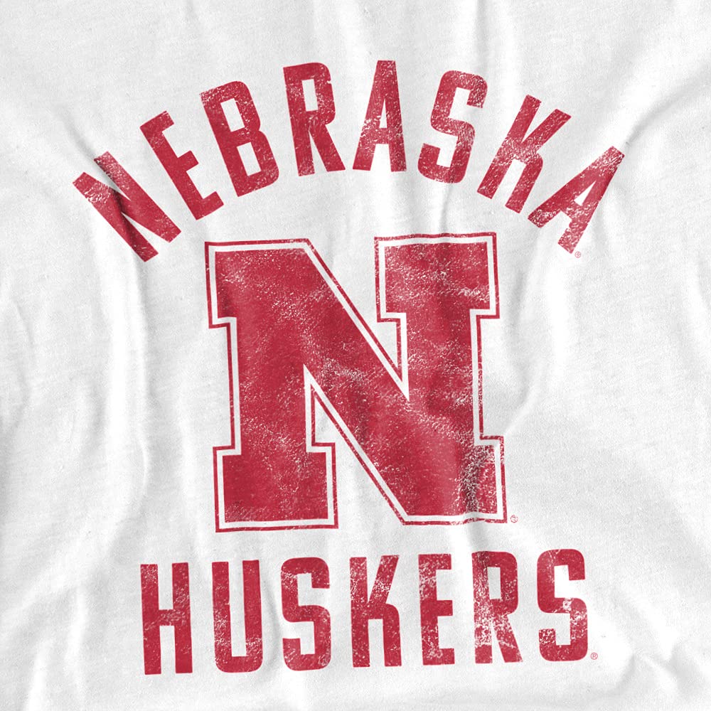 University of Nebraska Official Nebraska Cornhuskers Logo Unisex Adult T-Shirt, White, X-Large