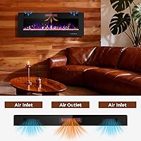 Vista 2 de Chimenea eléctrica de 50 pulgadas ultradelgada - Chimenea insertada y montada en la pared con termostato, llama ajustable, control remoto - Lineal