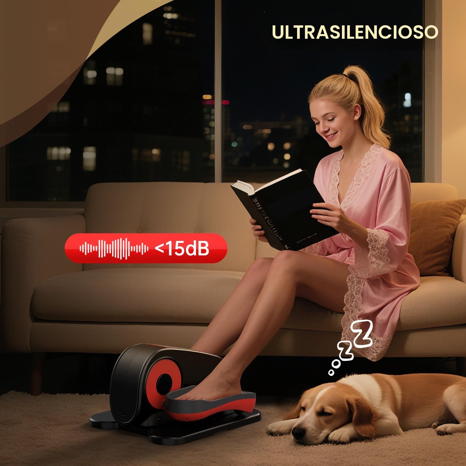 Pasyou Mini Elíptica Eléctrica, Pedaleador Electrico, Máquina Elíptica Bajo Escritorio, Ejercitador De Pedales para Piernas Y Pies para Personas Mayores, 12 Velocidades Ajustables, con Control Remoto