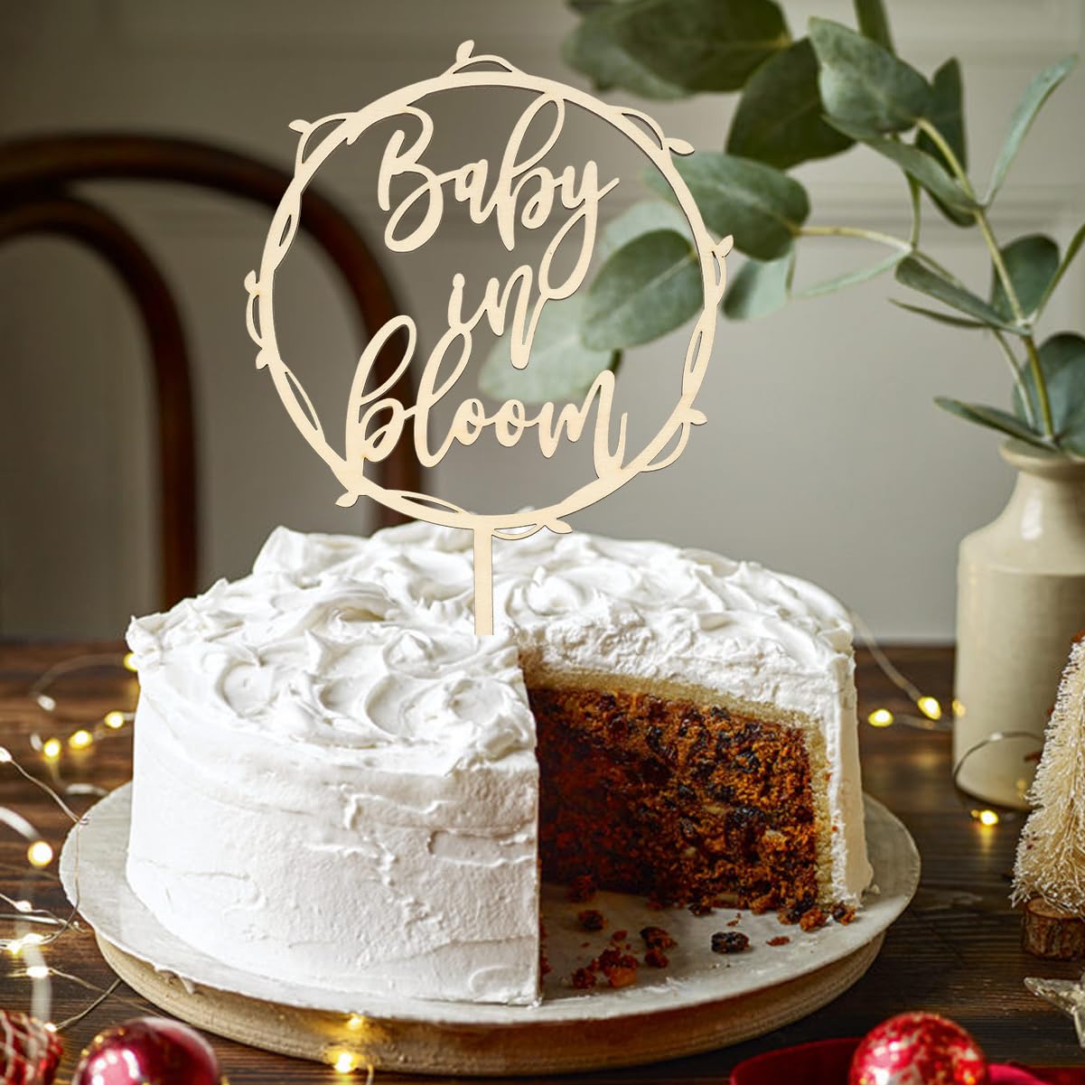Ephlyn Baby In Bloom Tortenaufsatz Aus Holz – 16x20 Cm, Für Babyparty, Geburtstag & Cupcake-Deko