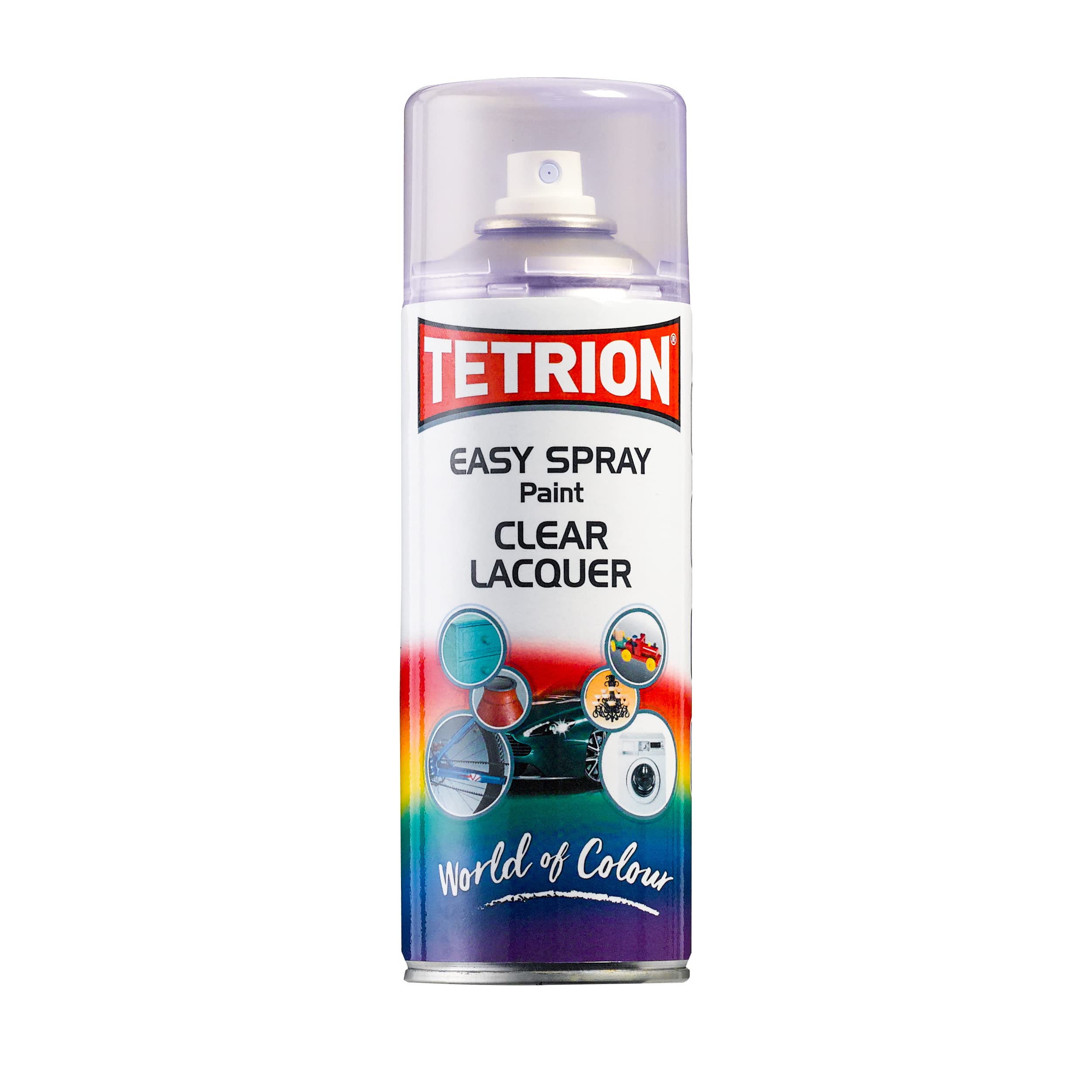 Tetrion Easy Spray Paint - Clear Lacquer 400ml - Acrylic Clear Coat Spray for Wood, Metal, Plastic, Ceramic &amp; More - Easy to Use, Durable Finish,Indoor &amp; Outdoor Use, 13.5 Oz
