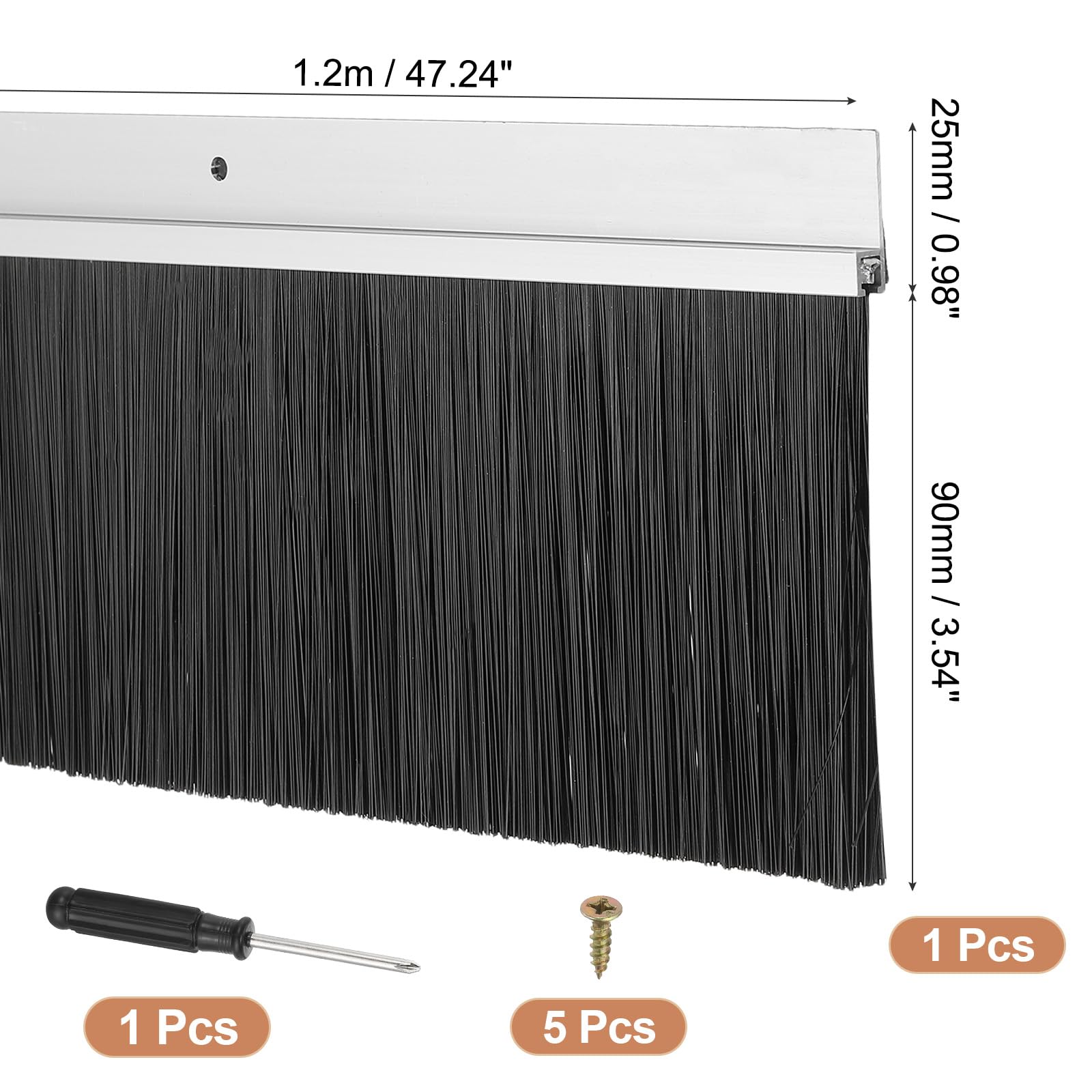 PATIKIL Door Brush Sweeps 3.54" Bristles x 47.24" Long - Image 2