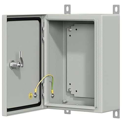 Caja eléctrica impermeable IP65 para proyectos de interior y exterior, incluye placa de montaje y soporte de pared 350 × 250 × 5.906 in (14 x 10 x 6