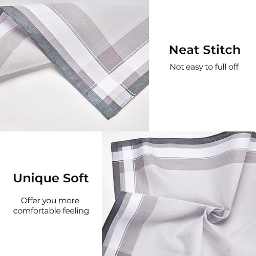 Miniatura 4 de Ohuhu Pañuelos para hombre, 12 unidades, 100% algodón, juego de cuadrados clásicos de bolsillo, regalo