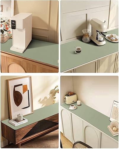 Miniatura 6 de Salvamanteles y camino de mesa resistentes al calor, color verde salvia, protector de mesa para ollas calientes, manteles individuales impermeables