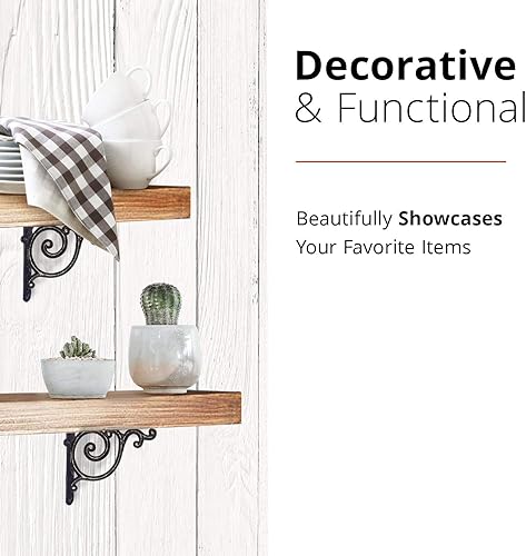 Miniatura 3 de NACH Soportes decorativos para estantes, paquete de 4 unidades de 5.3 x 4.3 x 1.2 pulgadas, soportes de estante de metal antiguo, soporte de estante