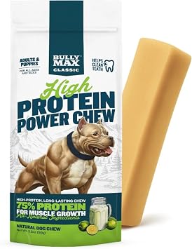 Bully Max High Protein Power Dog Chews 75% Protein, All-Natural Long Lasting Yak Chews for Aggressive Chewers - Grain-Free Dental Dog Food Treats for Small, Medium & Large Breed Dogs - Lime, 1 Pack