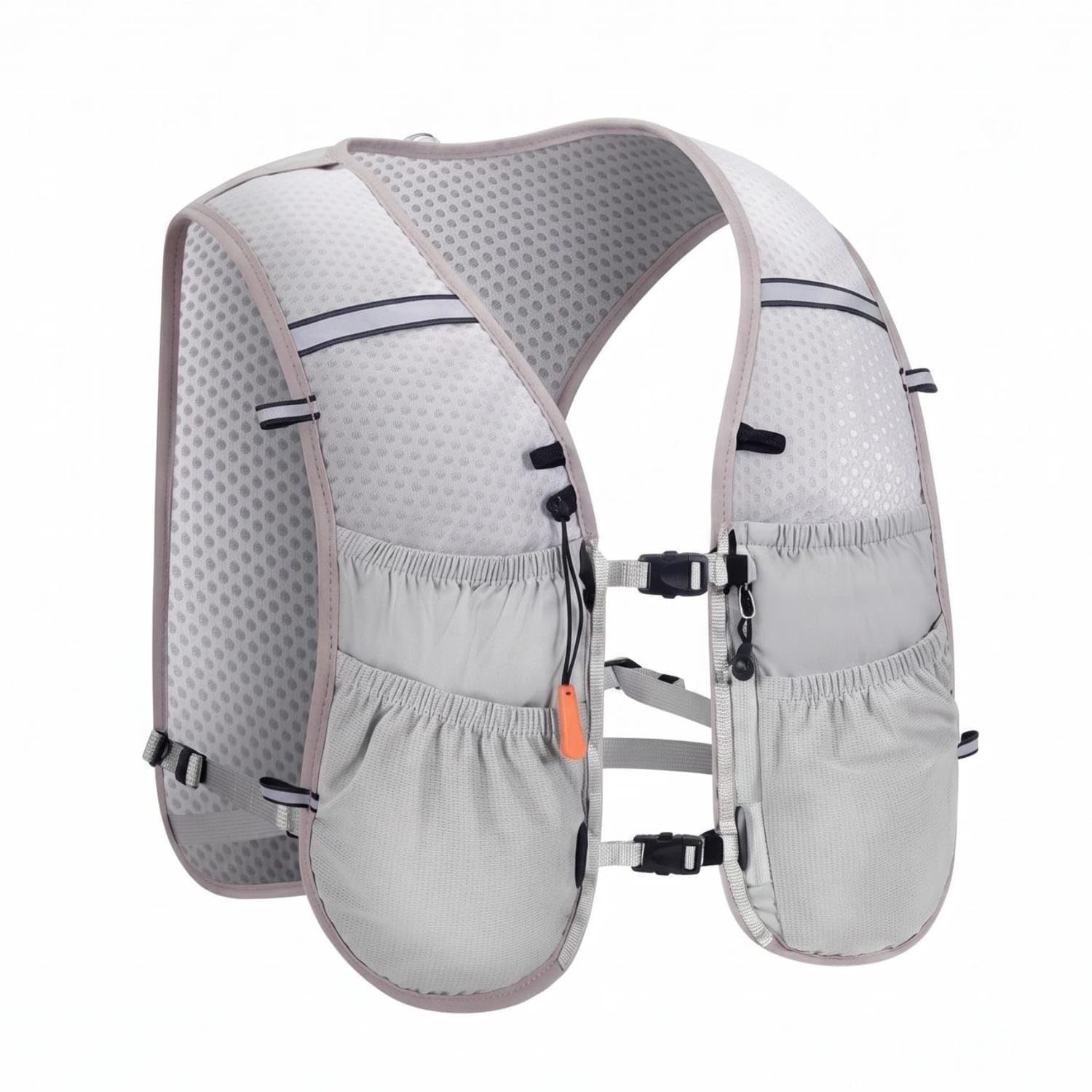 Soft Water Bottles Running Hydration Vest Front Pockets Hydration Vest Backpack, Gray-image-47