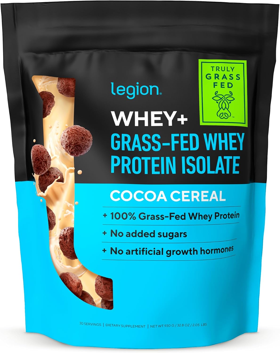 LEGION Whey+ Protein Whey Isolate from Grass Fed Cows - Whey Protein Isolate Powder Low Calorie, Non-GMO, Sugar Free, Lactose and Gluten Free, All Natural Protein Powder for Men & Women 30 Servings