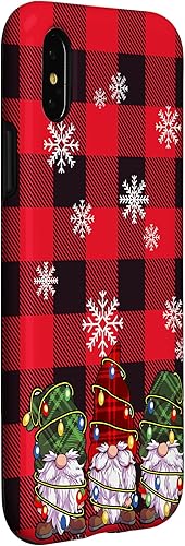 Miniatura 9 de iPhone 11 Pro Max Navidad luces teléfono caso rojo búfalo cuadros tres gnomos caso