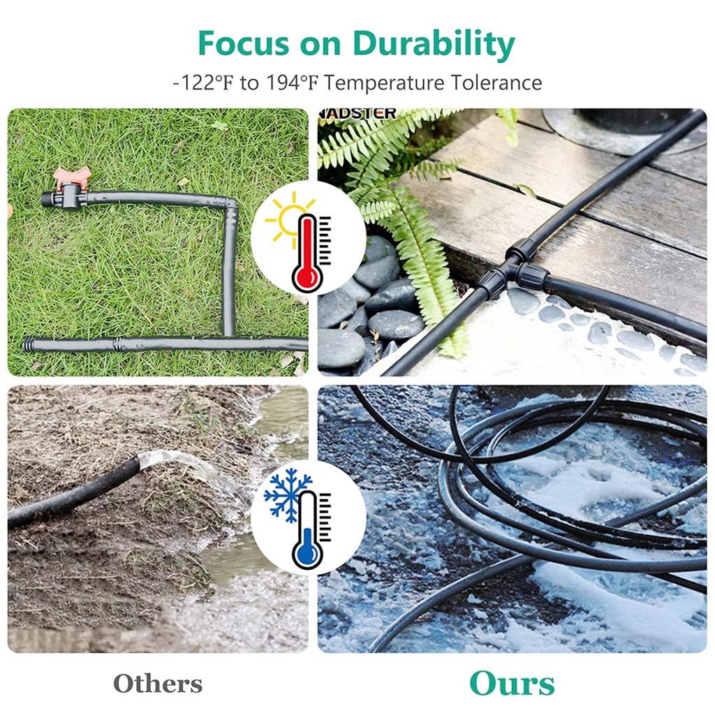 Cinta de goteo de riego – Micro tubo de goteo de PVC para jardín, tamaños de 4/7 mm y 0.25 pulgadas para riego eficiente, sistema de aspersor de paisaje, múltiples opciones de longitud