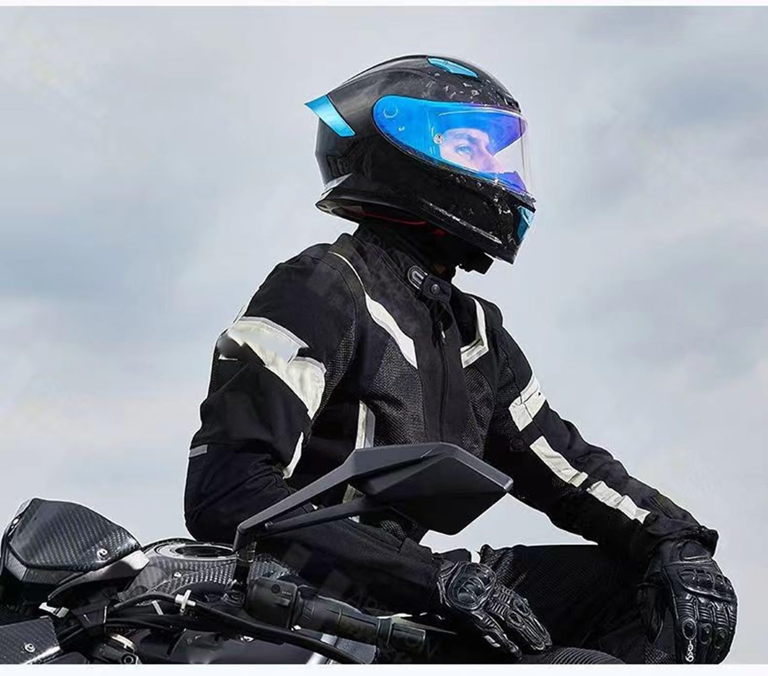 Casco Moto Integrale Retrò Fibra Carbonio Casco Integrali Casco Cross E Off-Road Street Touring Casco Motociclista Integrato Unisex Adulto Con Visiera Approvato DOTECE