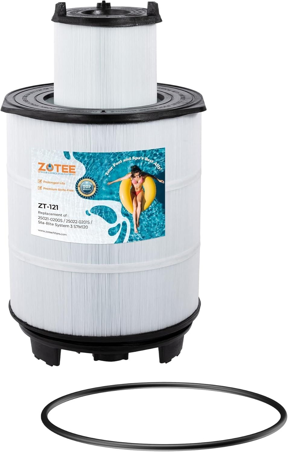 ZOTEE Pool Filters Cartridge Inner and Outer Set Replaces Sta-Rite 25021-0200s & 25022-0201s System 3 S7m120,300sq.ft (Black)