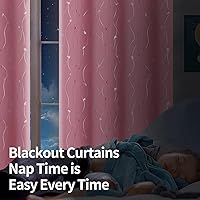 Vista 266 de BGment Room Darkening Curtains 95 Inches Long, Grommet Thermal Insulated Blackout Curtains with Wave Line and Dots Printed for Bedroom, 2 Panels