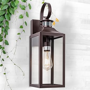 Large Motion Sensor Outdoor Wall Light 20" - Oil Rubbed Bronze Dusk to Dawn Outdoor Lighting, Modern Wall Mount Light Fixture, Brown Porch Light Fixture for Outside House Garage, 3 Modes