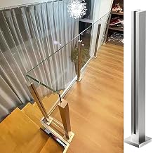 Silver Glass Railing, 304 Stainless Steel Glass Balustrade Post for Steps, Balconies, Staircases, Decks, Patio Stairs, Pool Fence, No armrests 41.3 inch-Mid Post