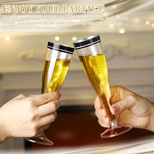 Miniatura 5 de Skylety 100 copas de champán a granel de 4.5 onzas de plástico transparente para tostar, copas de champán de plástico, copas de mimosa, vasos de