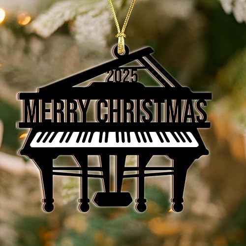 Miniatura 5 de Adorno de piano 2025  Adorno navideño de piano de cola para árbol, regalos de piano de madera para músicos, regalos para músicos, decoración de