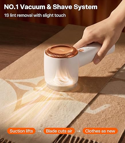 Miniatura 5 de TORRAS Fabric Shaver Lint Remover, Rechargeable Electric 3-Speed Sweater Shaver Remove Fuzz, Pilling for Cashmere, Wool, Coat, Furniture, Clothes