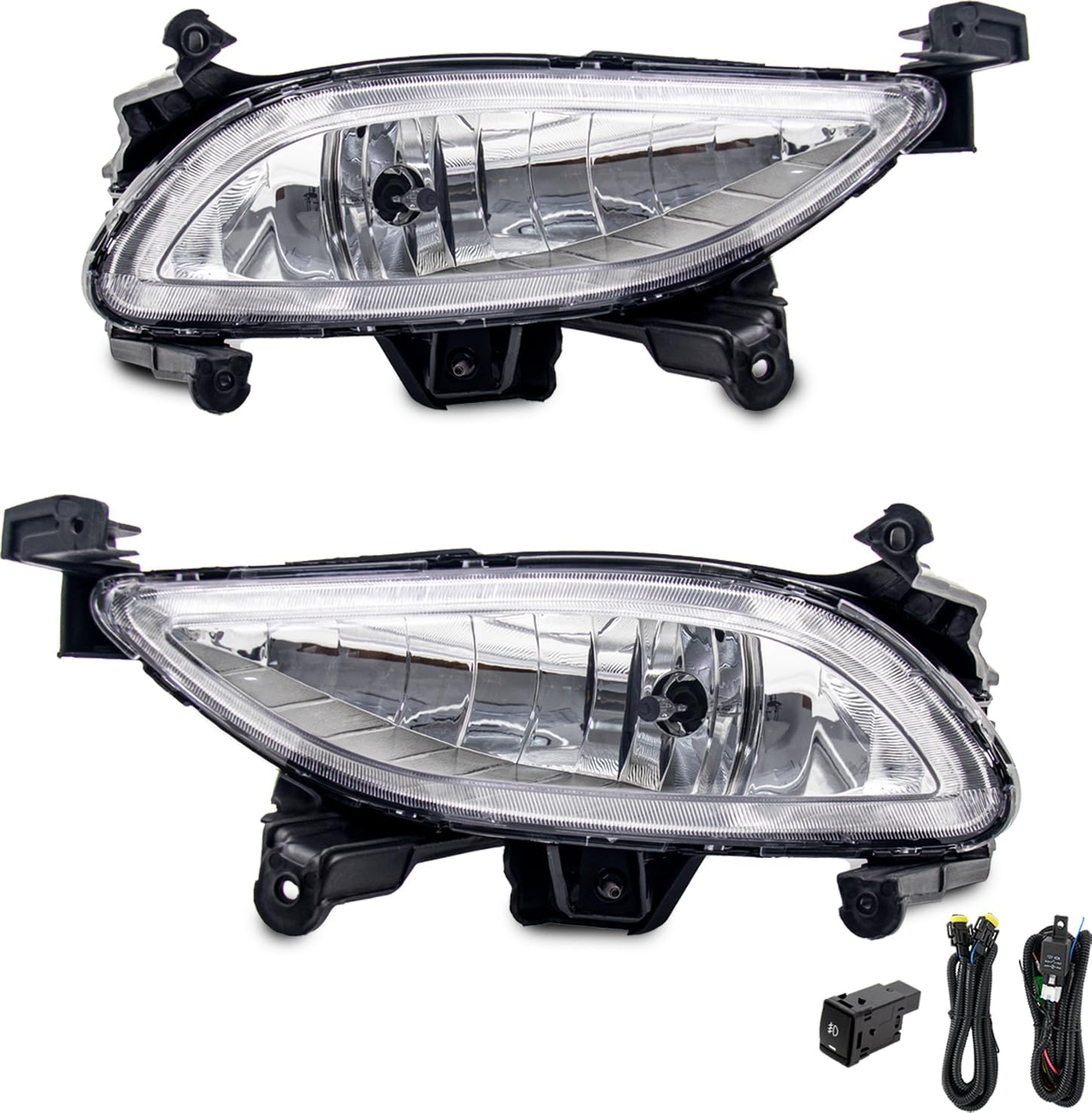 Fog Lights Assembly Replacement For Hyundai Sonata 2011-2013 With 881 12V 27W Halogen Bulbs OEM Part Number:HY2593134, HY2592134 1Pair(Clear Lens)