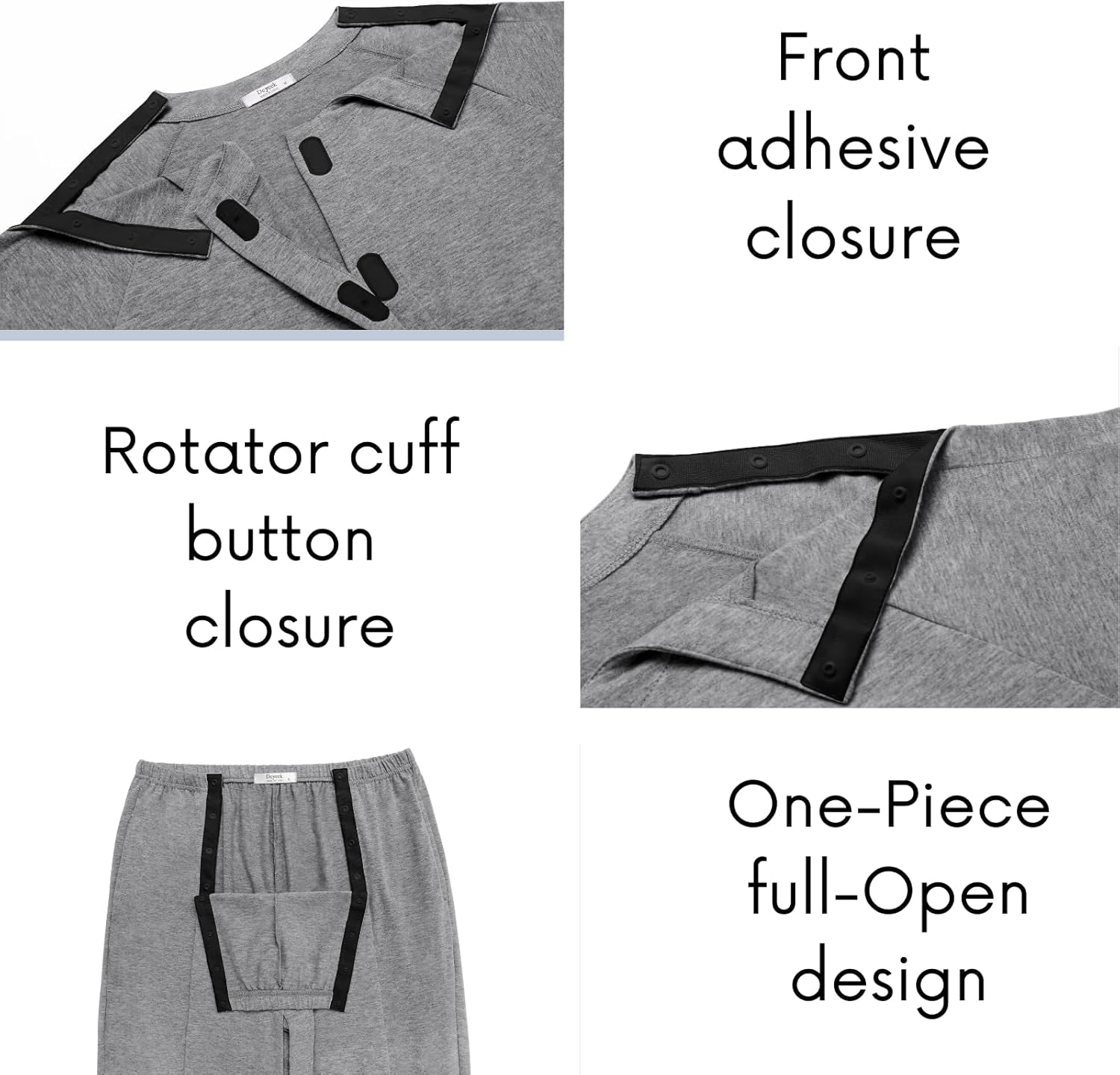 Deyeek Post Shoulder Surgery Shirts for Men Chemo Port Shirts Dialysis Patient Care Tear Away Cotton Pajamas Set - Image 3