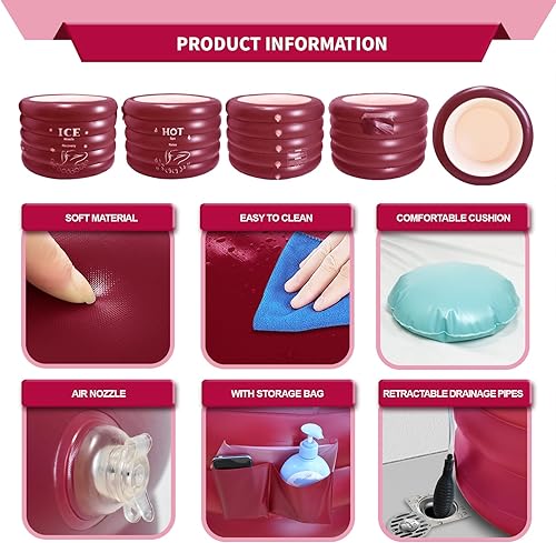 Miniatura 7 de Bañera de hielo portátil para atletas, bañera de inmersión fría inflable para recuperación, bañera independiente para interiorexterior para