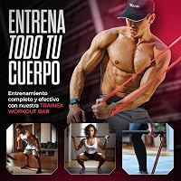TRAINEX Edzőrúd Szett 4 Ellenállási Szinttel - Ajtórögzítővel és Latex Gumiszalagokkal Erőnléti Edzéshez, Fitness Gyakorlatokhoz, Otthoni To 2