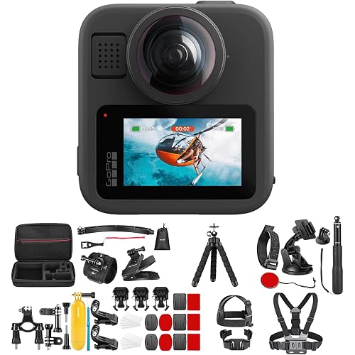 GoPro MAX2 360° Waterproof Action Camera - HyperSmooth Stabilization & Horizon Lock True 8K30, 4K60 Single-Lens Video Camera with Universal Compatible 50 in 1 Action Camera Accessory Kit - Bundle Set
