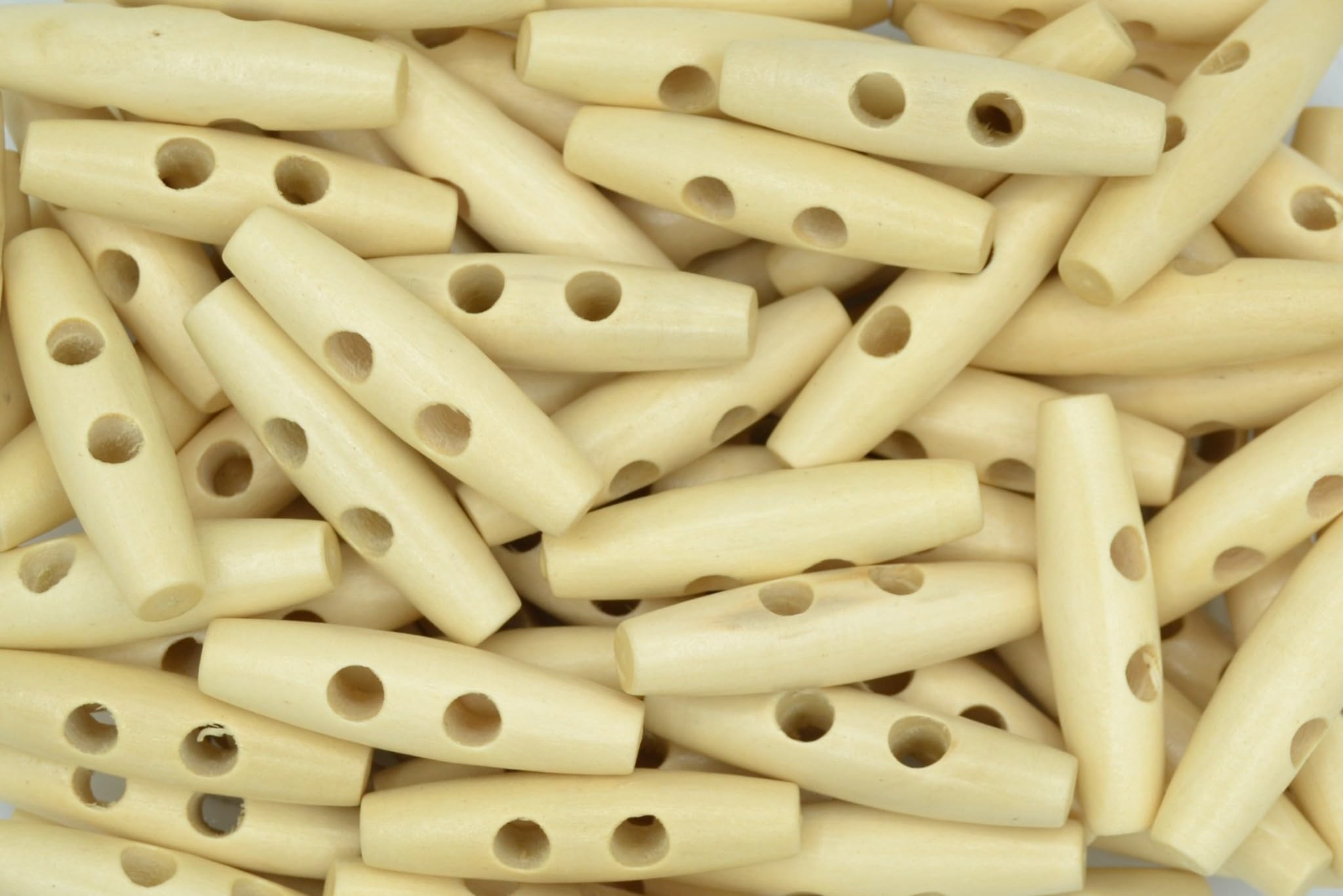 celloexpress Natural 3 50mm x 12mm Wooden Toggle Buttons - Fasteners for Duffle Coats Jackets Sewing Crafting DIY Replacements (Pack of 50) — image 1