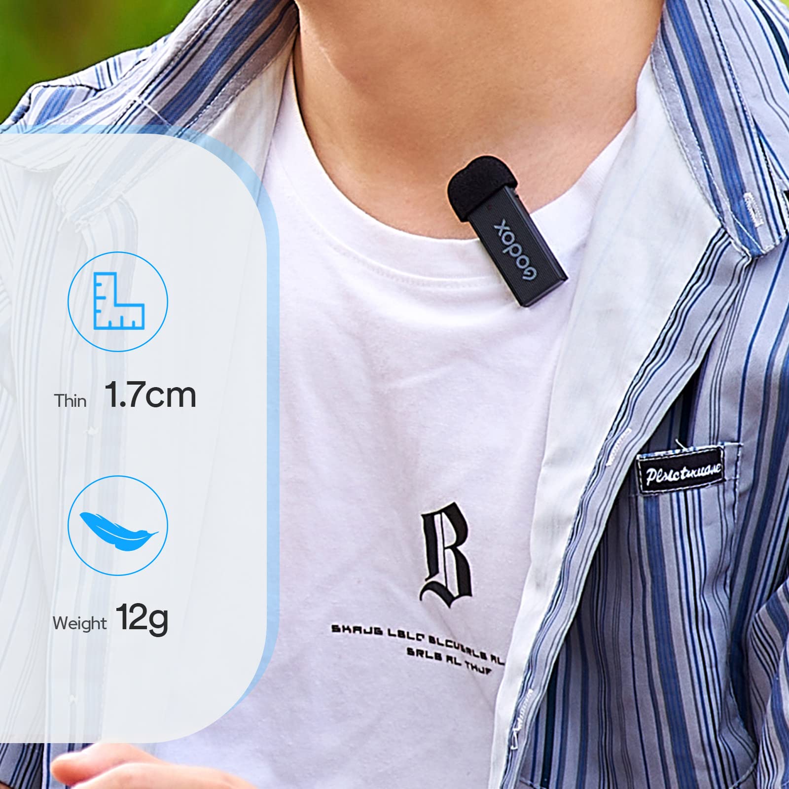 GODOX MoveLink Mini LT Kit2 Sistema di microfono wireless, portata 100 m, 6H Batteria Lavalier Mic con custodia di ricarica portatile per fotocamere iPhone/DSLR Vlogging, TikTok, Interviste