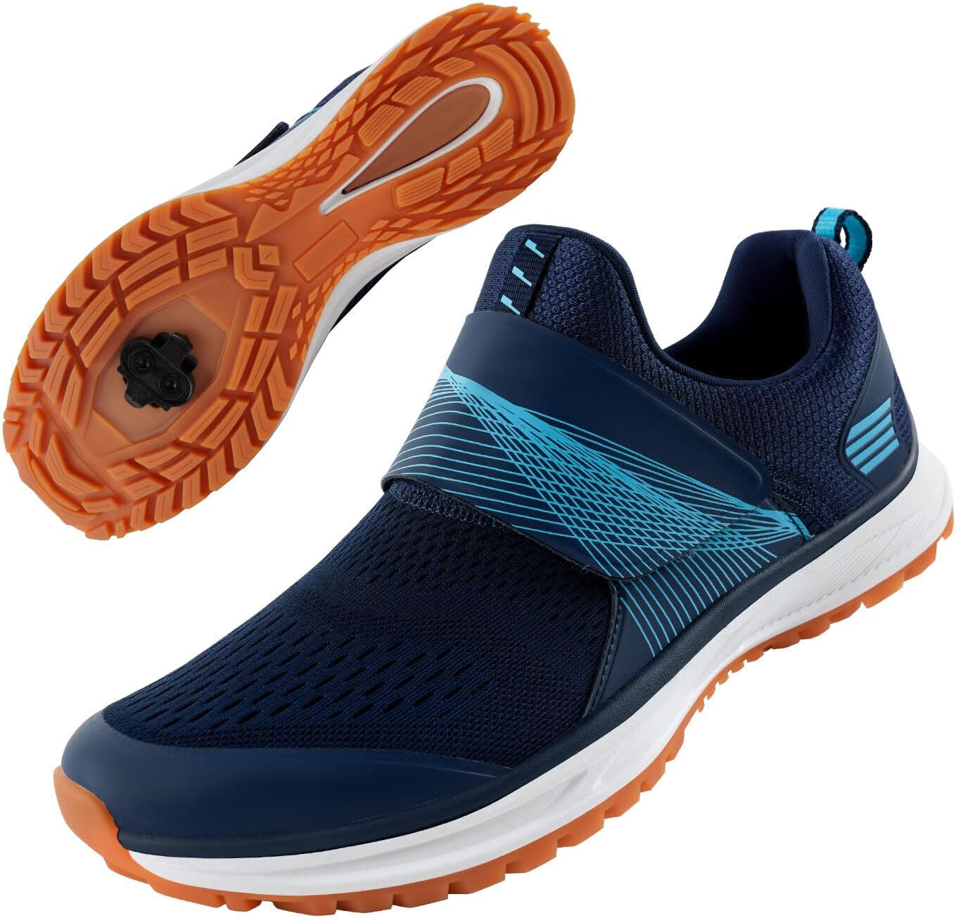 Men's Cycling Shoes Compatible with 2-Bolt SPD Cleats, Comfortable Walkable Road Bike Shoes for Indoor & Outdoor Cycling