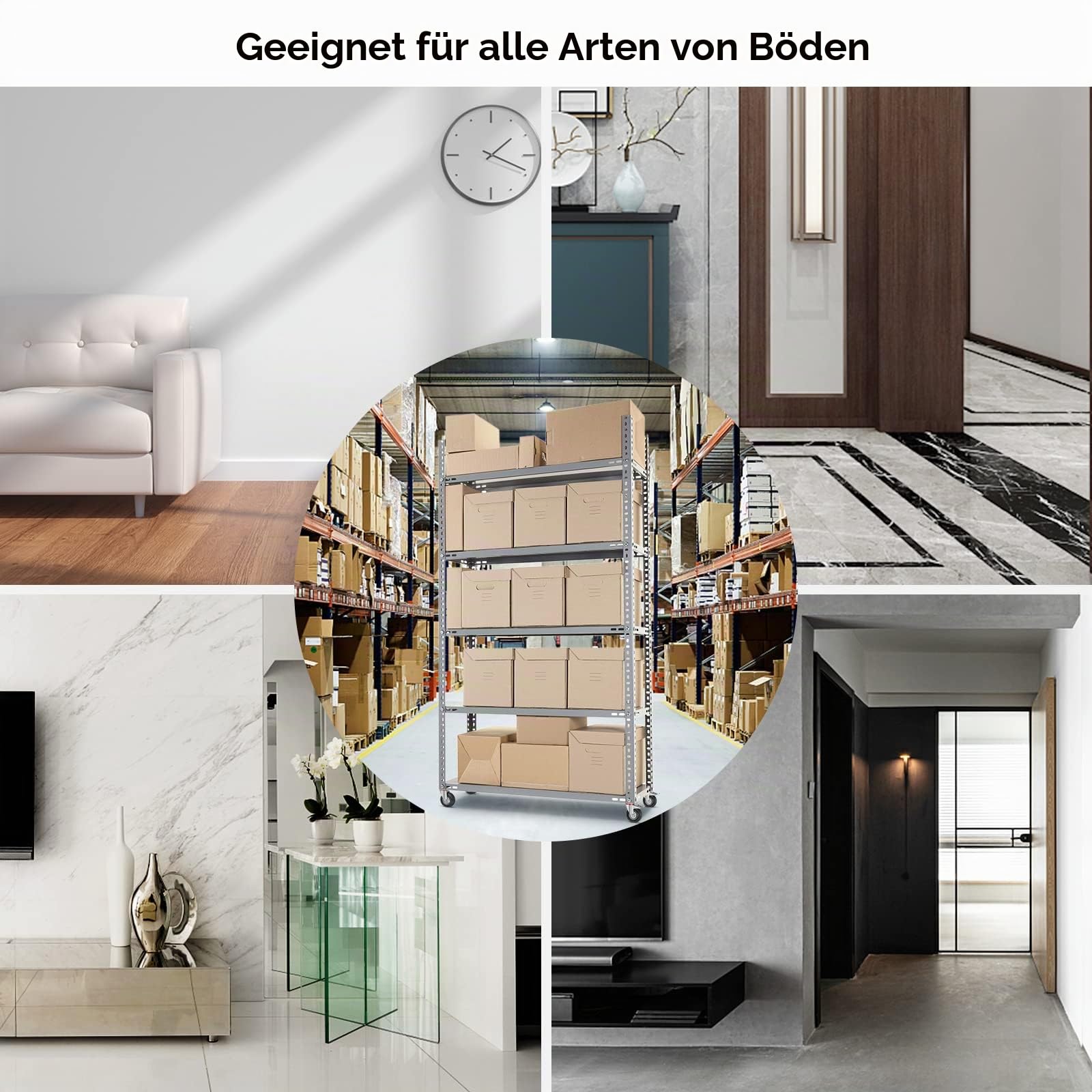 8er Set Schwerlastrollen 160 mm, Lenkrollen bis 1200kg Traglast | Inkl. Schrauben, 360° Drehbar & Geräuschlos, 4 mit Feststellbremse, 4 ohne. Ideal für Möbel, Paletten und Lager