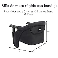 Vista 3 de Inglesina Silla de mesa rápida, color negro + bandeja de comedor rápido, silla alta portátil para bebés, para bebés y niños pequeños de hasta 37