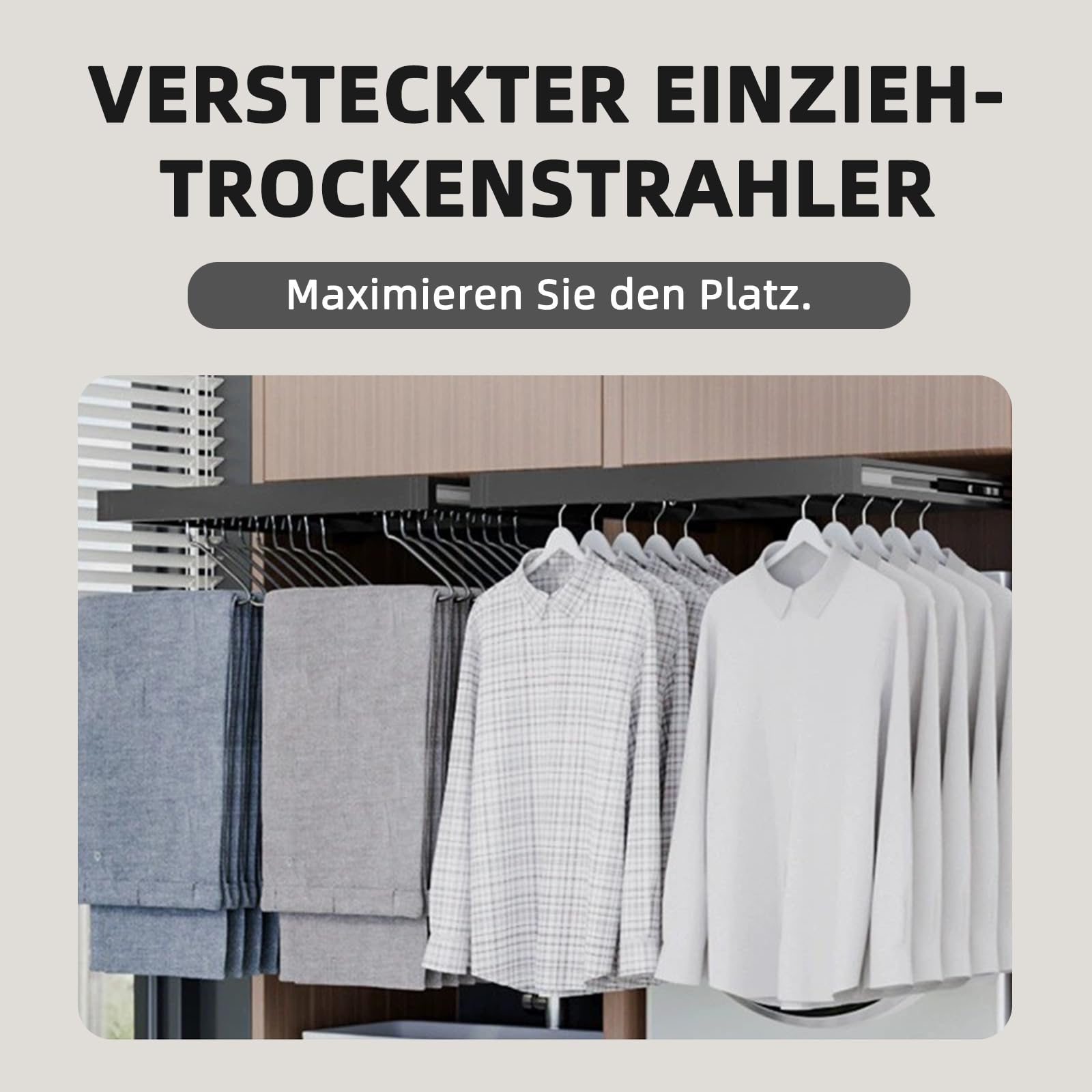 Hoconnie Versteckter Ausziehbarer Hosenhalter Platzsparend über der Waschmaschine Wand-Trockenstange aus Aluminiumlegierung Sanft-Schließen Tiefe 540mm Breite 560-610mm Weiß