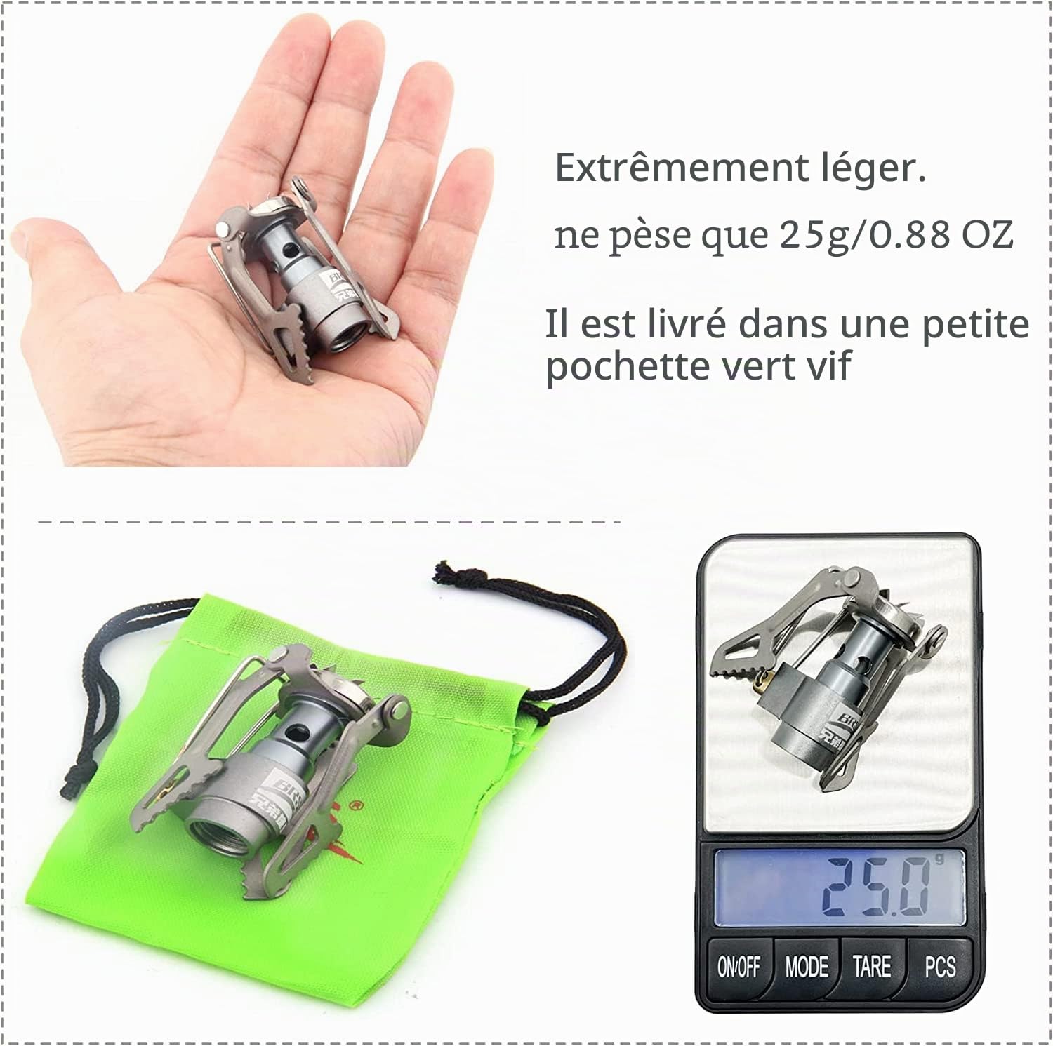 BRS 3000T BRS-3000T Poêle portable au propane pour camping Ultra léger en titane Sac à dos Gaz Seulement 25 g