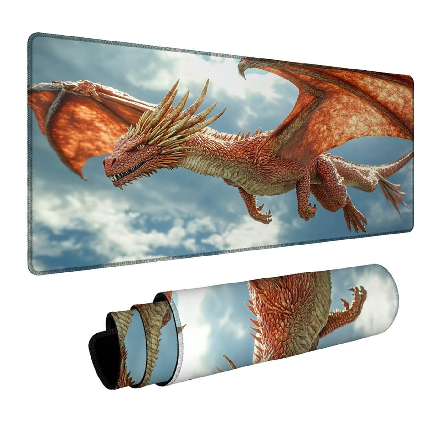 Smok Podkładka pod mysz XXL 1000x500x3mm Wodoodporna podkładka pod mysz z antypoślizgową gumową podstawą do laptopa Klawiatura Gracz PC Dekoracja Jesień Biuro Zwierząt DBYH-2314