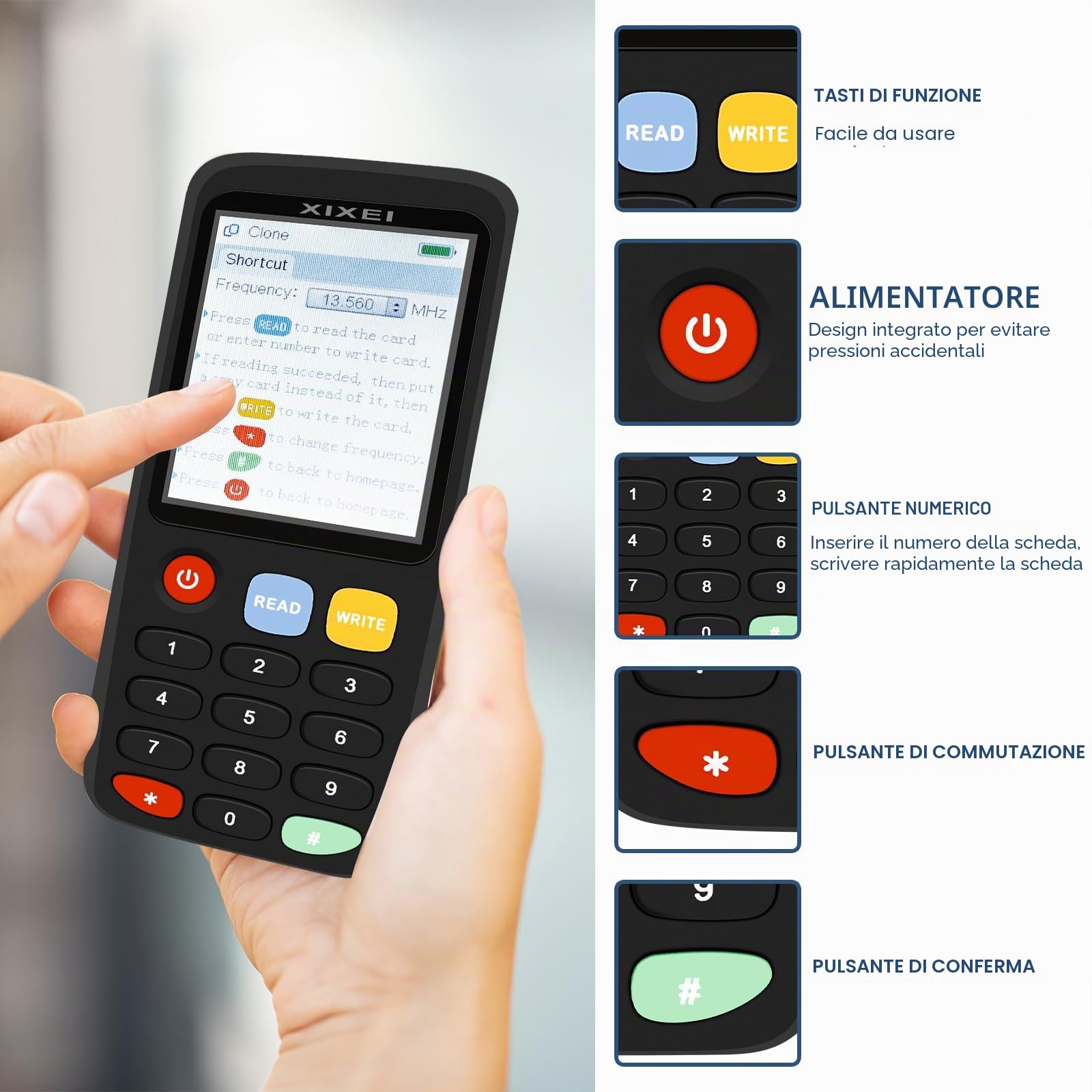 Smart Card RFID Copier Kit Portable 125kHz ID Card Lettore Writer 13.56MHz IC Card LEACER Writer IC ID Copier X7RFID Reader Duplicator Access Control Reader per Smart Card
