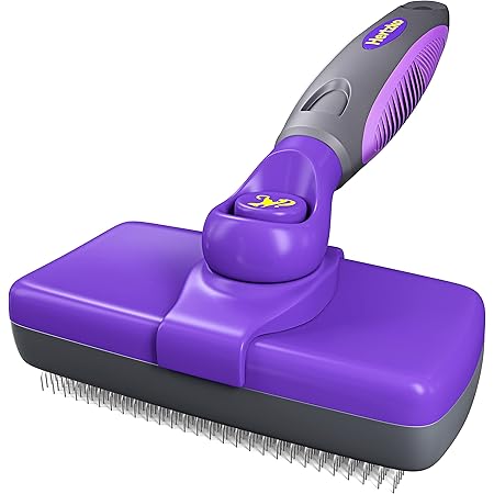 Hertzko Self-Cleaning Slicker Brush for Dogs, Cats - The Ultimate Dog Brush for Shedding Hair, Fur - Comb for Grooming Long Haired & Short Haired Dogs, Cats, Rabbits & More, Deshedding Tool, Cat Brush