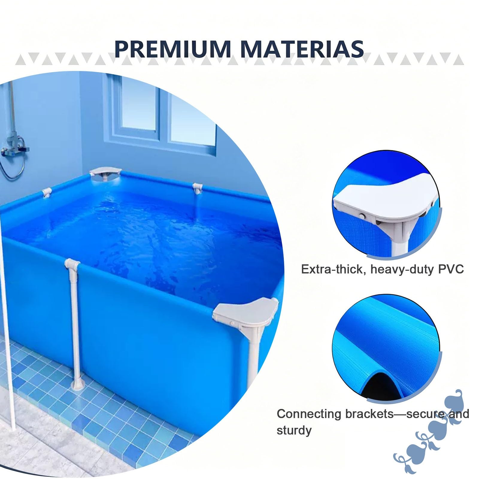 Piscina Rettangolare Con Struttura In Metallo 188-394 Cm Piscina Con Struttura Rettangolare Fuori Terra Con Per Famiglie Pieghevole Da Esterno(300 * 207 * 66cm)